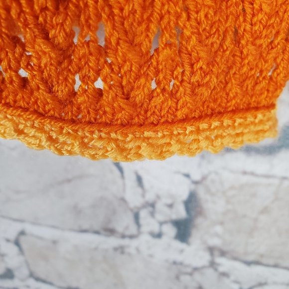 Vintage Hand Knit Cardigan Swing Style Orange No Size Tags - Picture 2 of 8